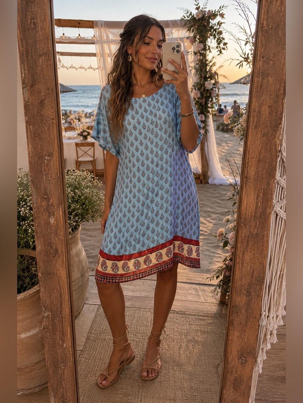 Beachlunchlounge Large Festival Boho Paisley Dress Beach Wedding Guest Casual